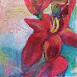 Prächtig - Rote Gladiole - MT auf Lw - 50x50 - 2015